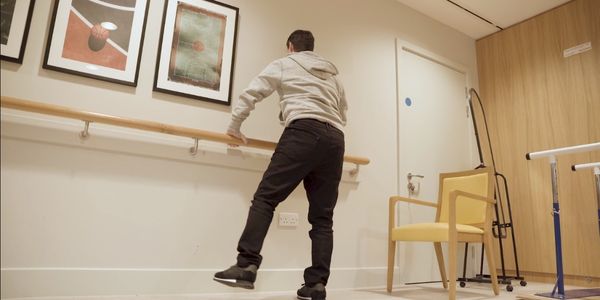 H - balancing rehabilitation in the physiotherapy gym at Inspire Neurocare Worcester
